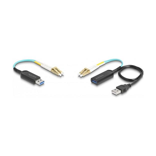 Kabllo USB DeLOCK 66466 / USB 10 Gbit/s Type-A / LC Duplex / Extender / 20 cm - Akua/Zezë