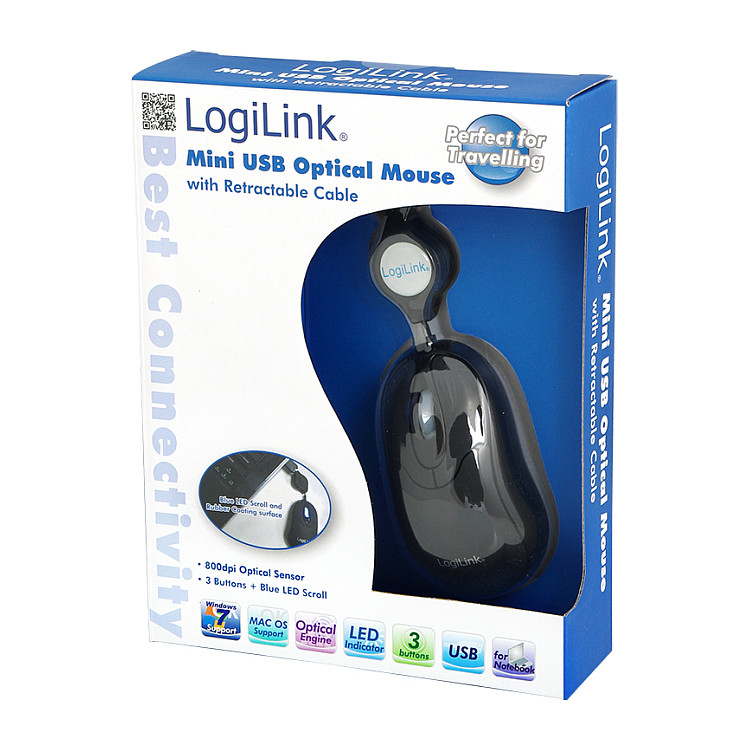 Maus me Kabllo LogiLink ID0016 / 800 DPI – Zezë - 2