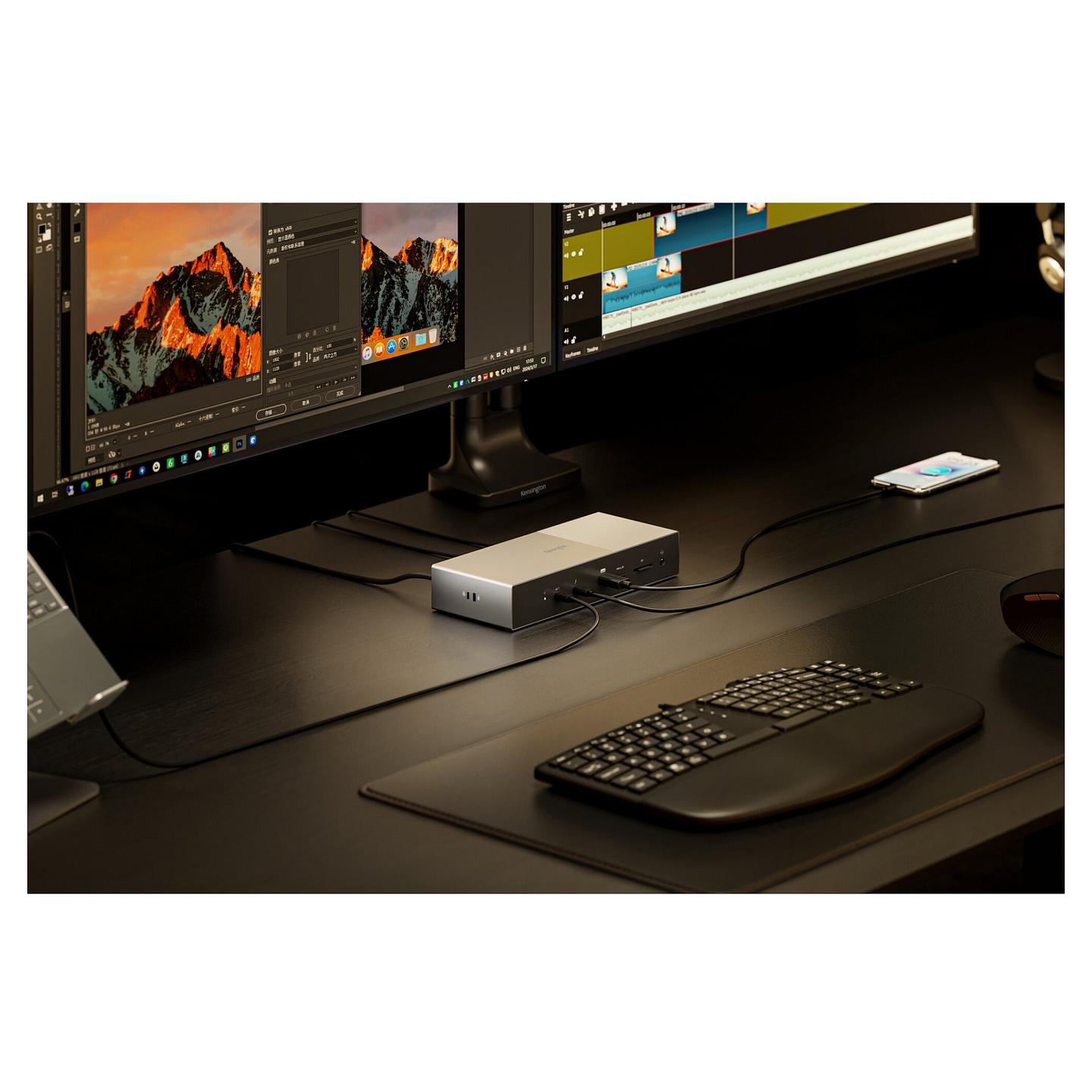 Docking Station Kensington SD5000T5 EQ, Thunderbolt 5, 3× Video, USB-A, USB-C, Gigabit Ethernet, SD, microSD, PD 140 W – Zezë, Gri - 2