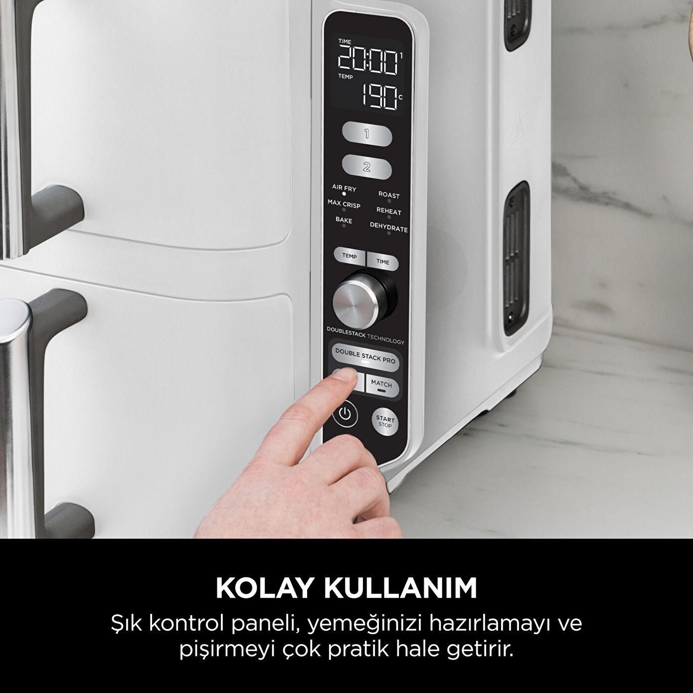 Fryer Ninja Double Stack XL / SL400EUWH / 9.5L / 2470W / 2 Sirtarë / 6 Programe / 40–240°C / Double Stack Air Fry / Sync / Match – Bardhë - 6