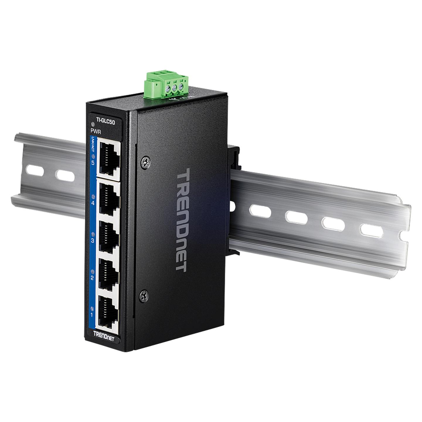 Switch Industrial TRENDnet TI-GLC50, 5 porta Gigabit Ethernet, Switching Capacity 10Gbps, Unmanaged, IP50, DIN-Rail - Zezë - 5