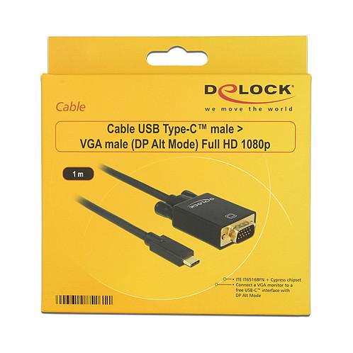 Kabllo VGA DeLOCK 85261 / USB-C në VGA / 1m / QXGA 2048 x 1536 @ 60Hz / DP Alt Mode - Zezë - 2