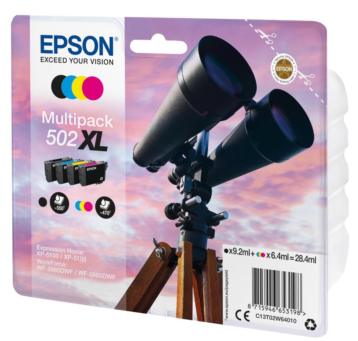 INK Epson 502XL / C13T02W64010 / 550 faqe BK / 470 faqe C,M,Y / XL Multipack - 2