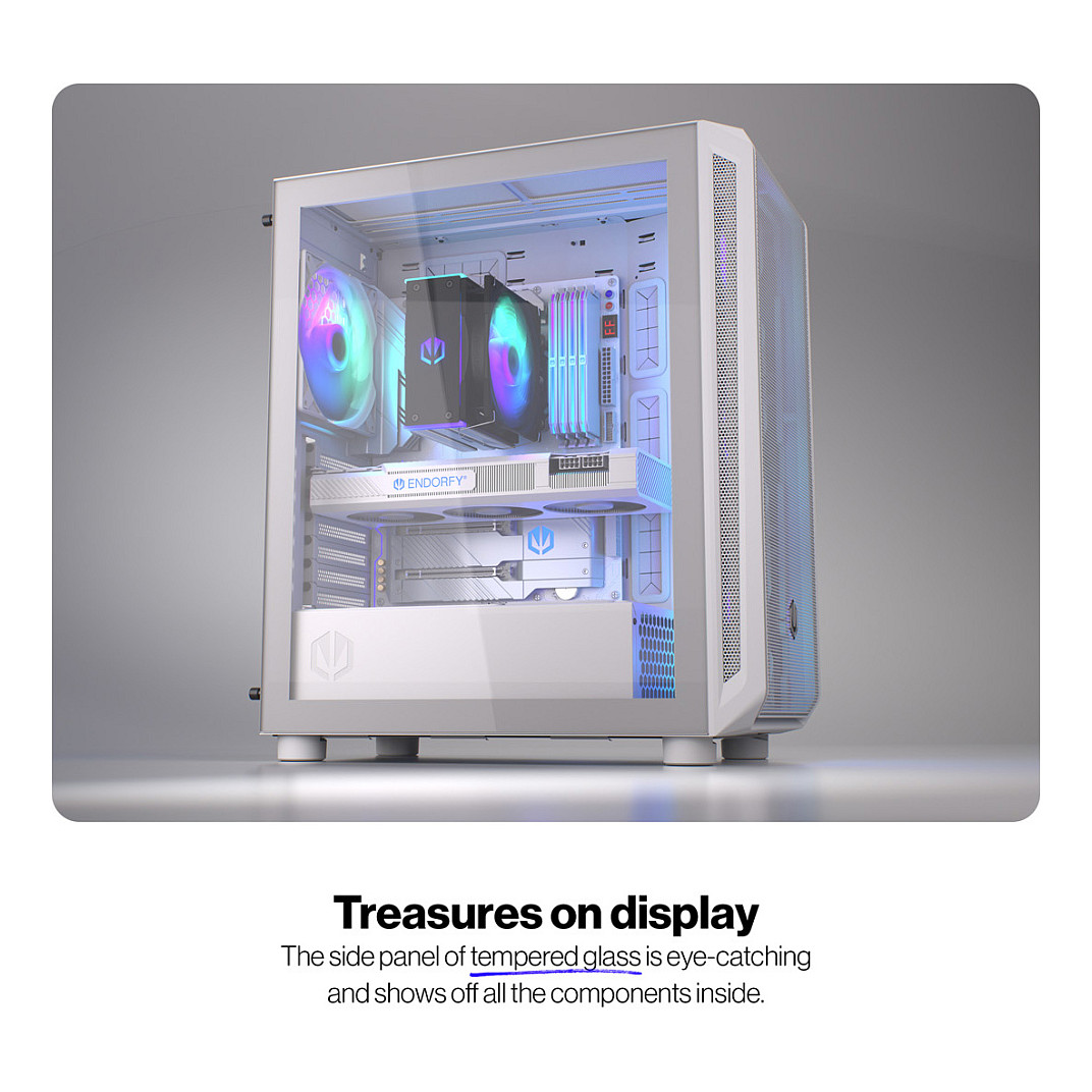 Kasë PC ENDORFY Arx 500 ARGB White / Mid Tower / ATX / 3x 140mm Front + 1x 140mm Rear Fan / ARGB / Mesh - Bardhë - 41