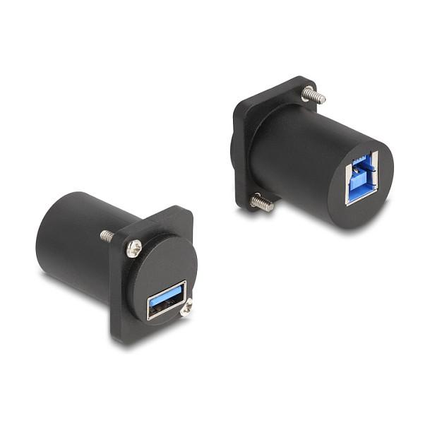 Modul USB DeLOCK 88108, USB Type-A Femër në Type-B Femër, USB 5 Gbps, Montim D-Type – Zezë