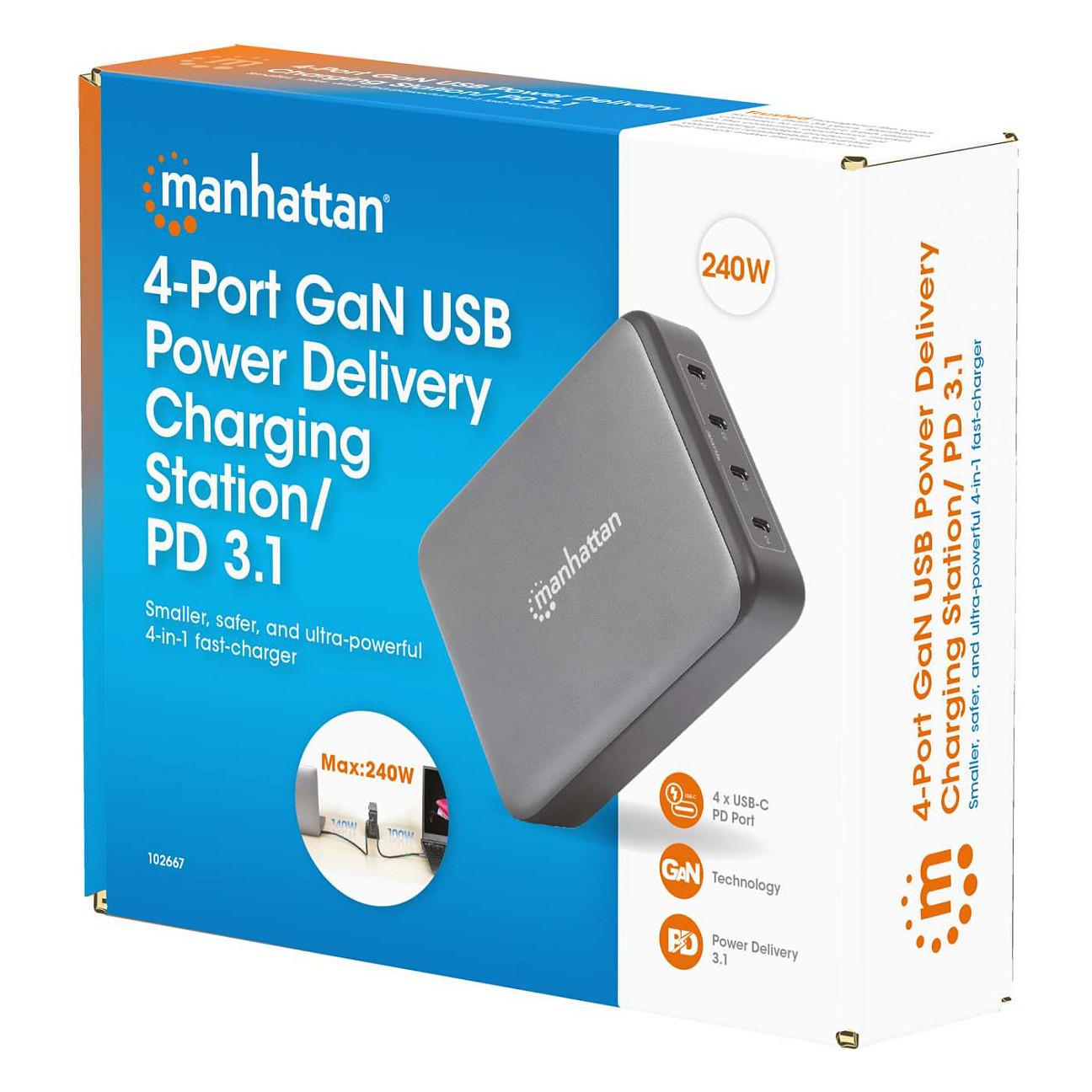 Karikues Manhattan 102667, GaN, 4x USB-C, Power Delivery 3.1, 240W - Zezë - 2