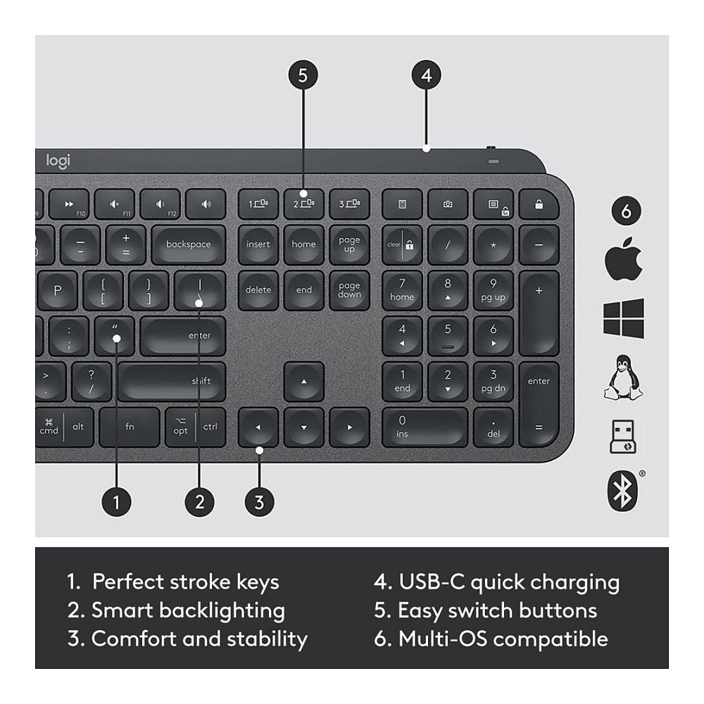 Combo (Tastierë & Maus) Logitech MX Keys Combo Gen 2, AZERTY Francez, Full Size, Logi Bolt + Bluetooth, 8000 DPI - Grafit - 13