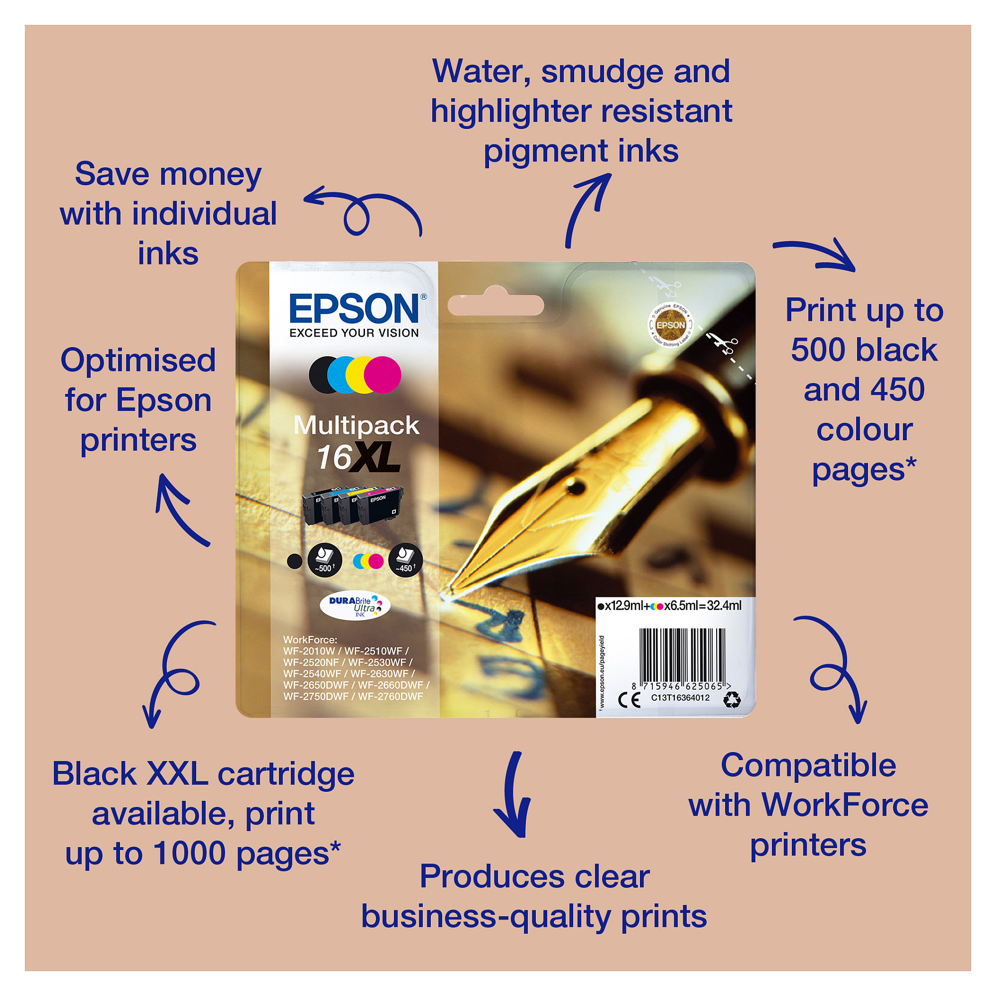 INK / Epson / C13T16224012 / 165 faqe - Blu