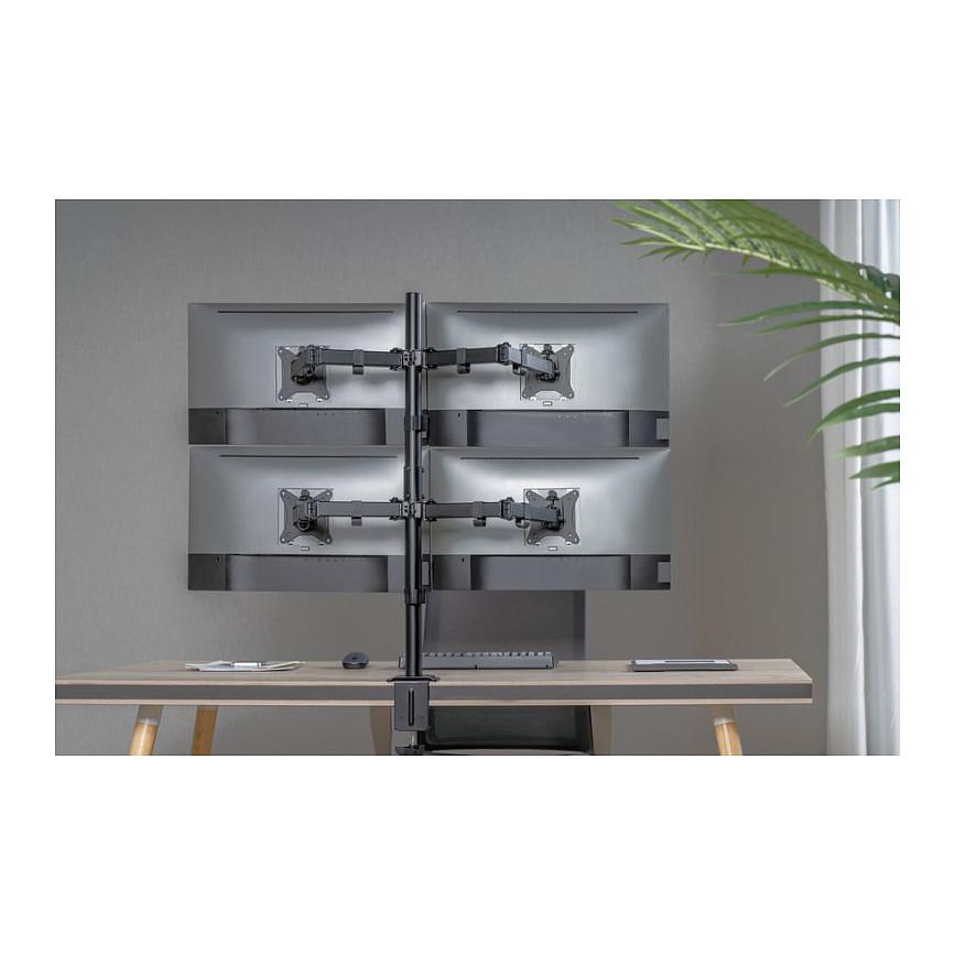 Mbajtëse për Monitor Equip 650159 / 4 Monitorë / 17"-32" / 36kg / Gas Spring / Clamp-Grommet / Tilt ±45° / Swivel ±90° - Zezë - 6