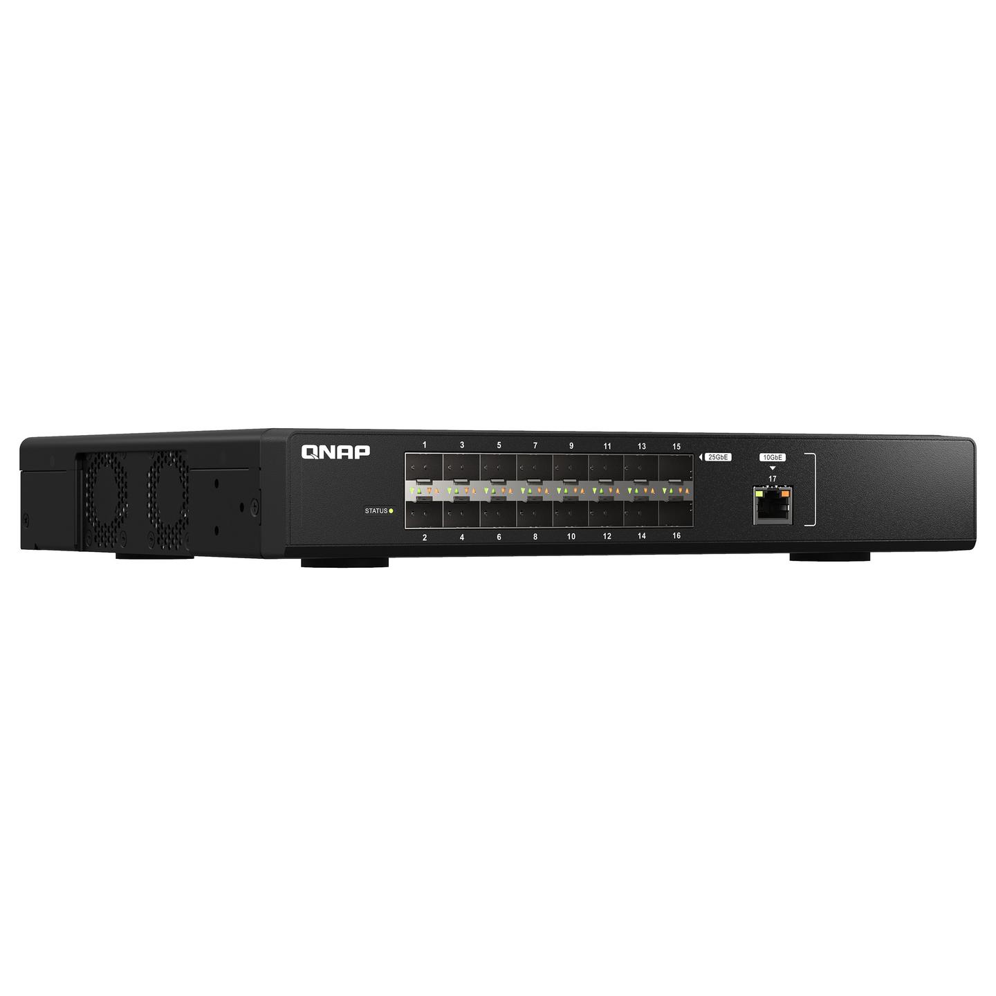 Switch QNAP QSW-M5216-1T, 16x SFP28 25GbE, 1x RJ45 10GbE, Switching Capacity 820Gbps, Layer 2 Managed, Rackmount - Zezë - 3
