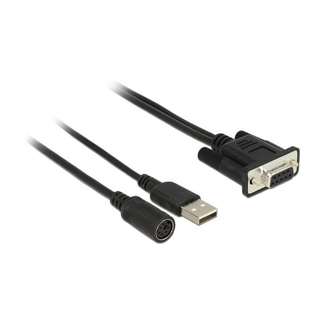 Kabllo Navilock 62907, DB9 në MD6 + USB-A, RS-232 - Zezë - 2