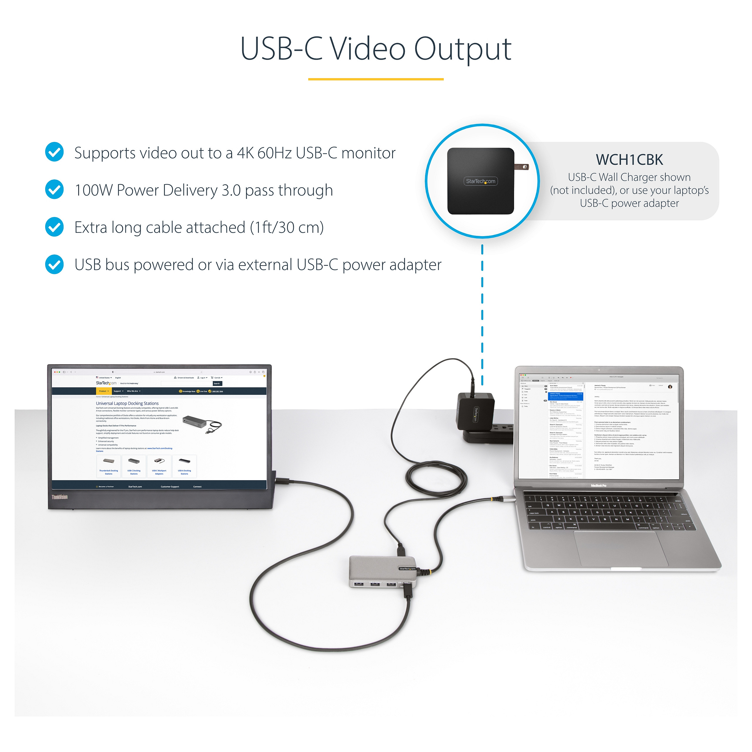 Hub StarTech HB31C3A1CDPPD3 / 3x USB-A + 1x USB-C DP 4K60 / 100W PD / 10Gbps – Argjend - 11