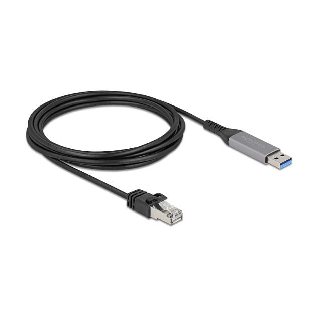 Kabllo USB DeLOCK 60757, USB 5 Gbps Type-A në RJ45 Gigabit Ethernet, 3 m - Zezë