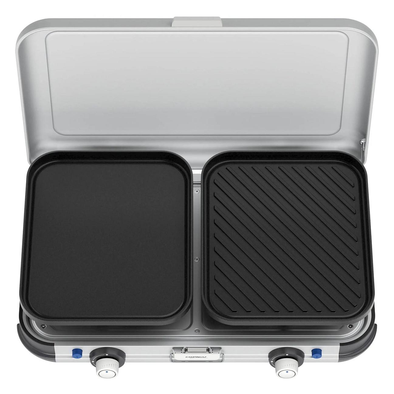 Grill me Gaz CAMPINGAZ Camping Kitchen 2 Grill & Go Caravan, 2 Djegësa, 4kW, Grill dhe Plancha, Ndezje Piezo - Zezë/Hiri - 4