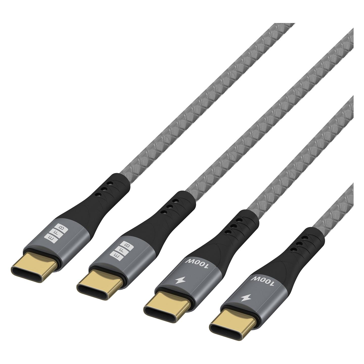 Kabllo USB EFB Elektronik USB-CC-00005 / USB-C në USB-C / 2 x 1m / 100W / 5A / USB 2.0 - Hiri - 4