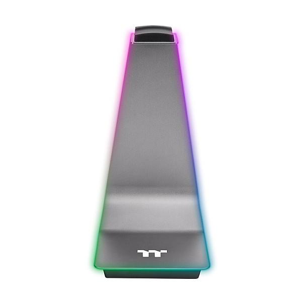 Mbajtëse për kufje gaming Thermaltake ARGENT HS1 RGB, alumin, ndriçim RGB, 2 porta USB 3.0, dalje audio 3.5 mm, bazë kundër rrëshqitjes - Gri, Zezë - 2