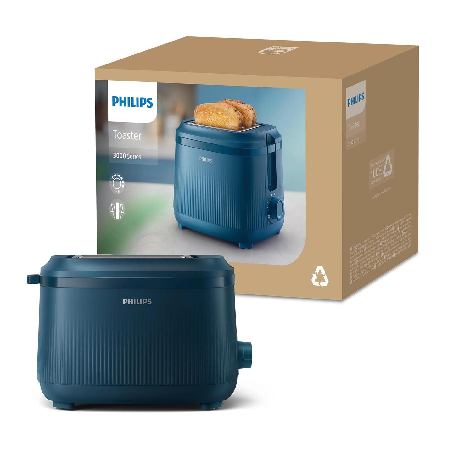Toster Philips Series 3000 / HD2511/70 / 830W / 2 Hapje / 8 Nivele / Bun Warmer / Auto Shut-Off – Blu - 2