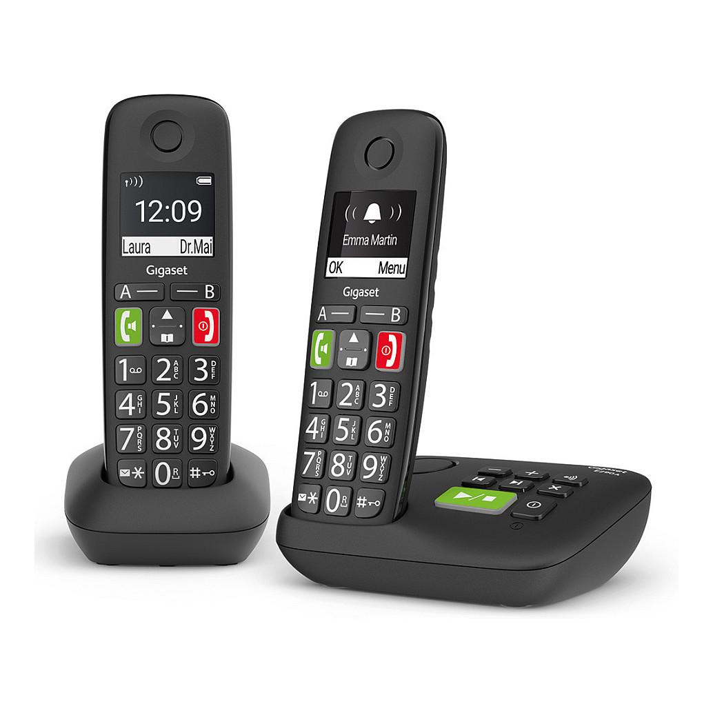 Telefon VoIP Gigaset E290A Duo / L36852-H2921-B101 / DECT / GAP / 2 Aparat / Sekretar Telefonik / Ekran 2" / 150 Kontakte / Hands-Free / Butona të mëdhenj – Zezë - 2