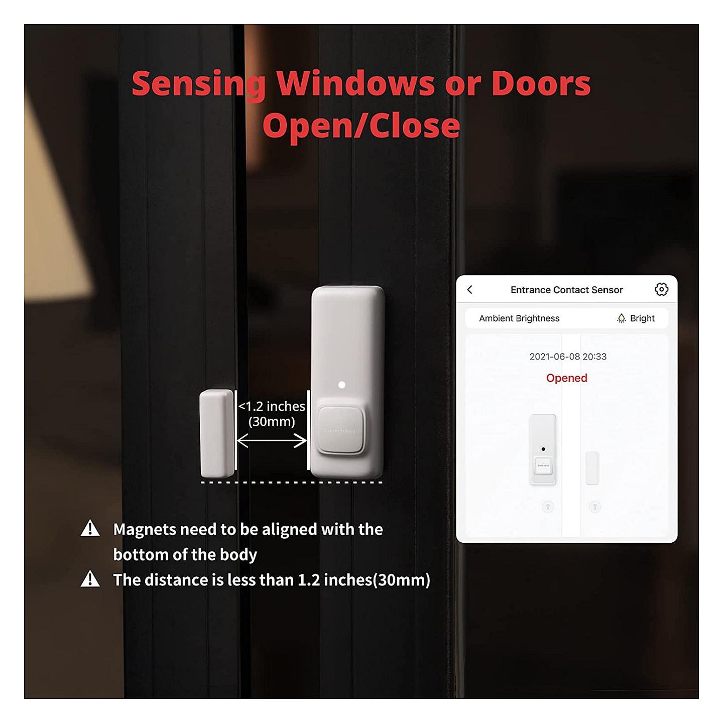 Sensor për Dyer dhe Dritare SwitchBot W1201500, Bluetooth 4.2, Sensor Lëvizjeje dhe Ndriçimi, 2 × AAA - Bardhë - 3