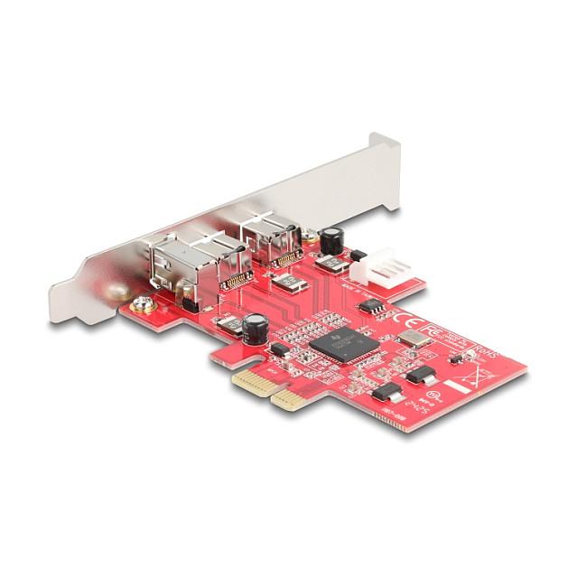 Kartë Zgjerimi Delock 90738, PCI Express x1, 2x FireWire 800 9-Pin + 1x FireWire 400 6-Pin, Texas Instruments XIO2213B, Low Profile - 4
