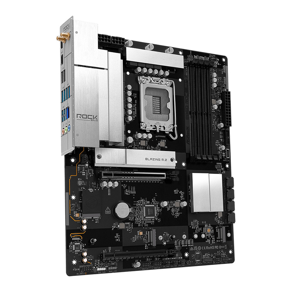 Pllakë Amë ASRock B860 Rock WiFi 7 / Intel LGA1851 / B860 / DDR5 / ATX / Wi-Fi 7 / 2.5GbE LAN - 3