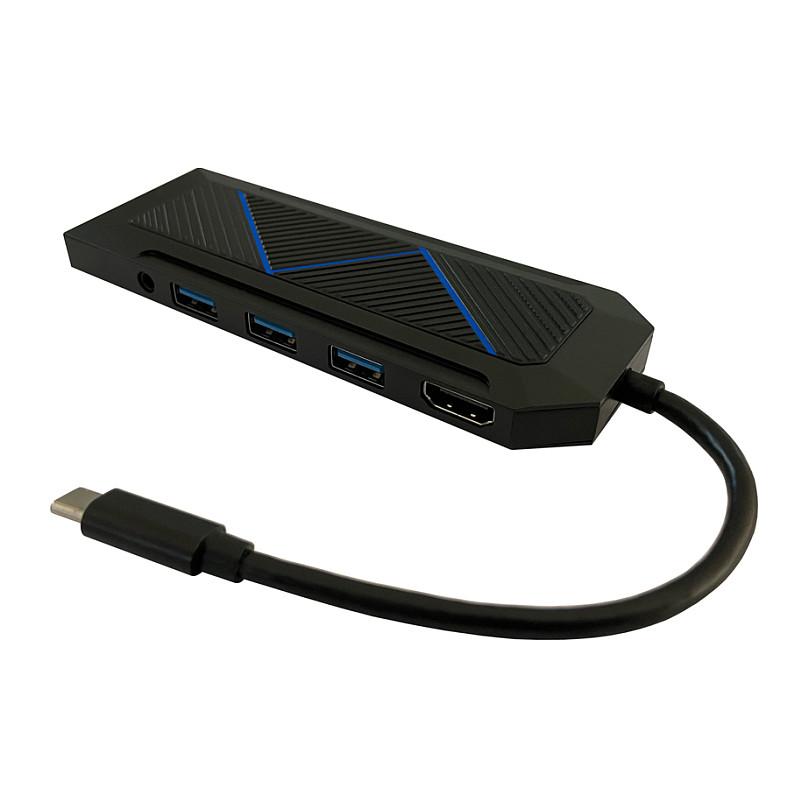 Hub USB-C LC-Power LC-HUB-C-MULTI-6-RGB, 3x USB-A, HDMI, Ethernet, SD/microSD, PD 100W - Zezë - 5