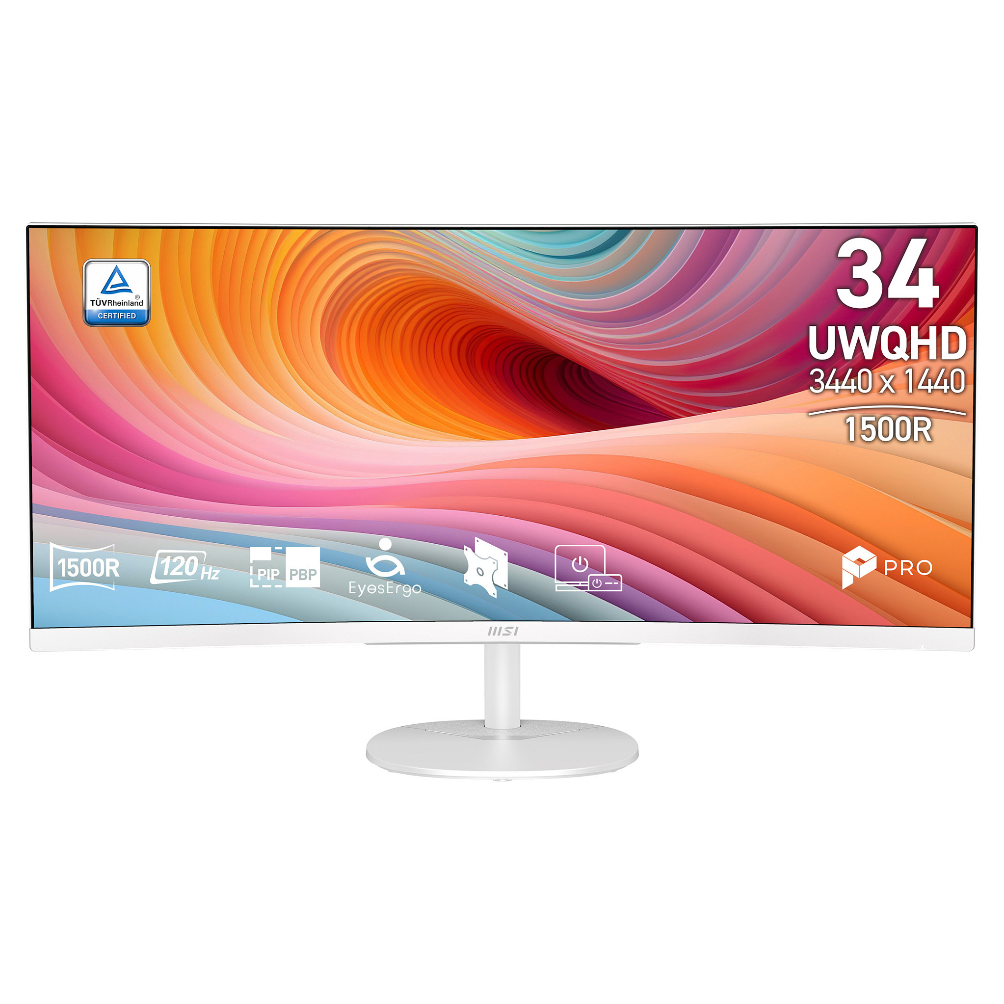 Monitor MSI PRO MP341CQW E12 / 34" / UWQHD VA Curved / 120Hz / 4ms / HDMI+DP - Bardhë - 3