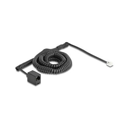 Kabllo për Rrjet DeLOCK 90119, Kabllo telefonike spirale, RJ11 në RJ45, 10 m - Zezë - 2