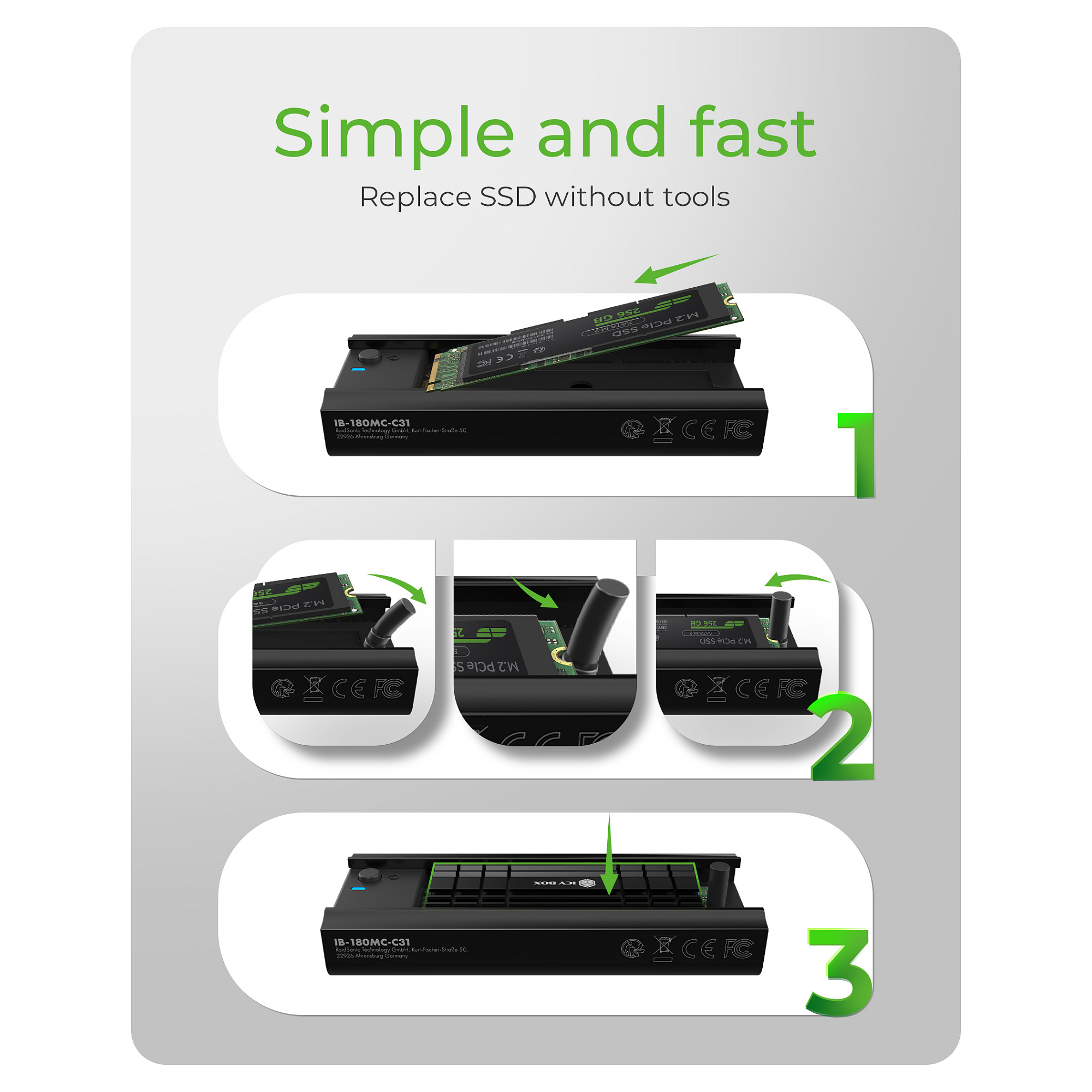 Docking Station ICY BOX IB-4013MCL-C4 / 4x M.2 NVMe / USB4 40Gbps / 1:3 Offline Clone – Zezë - 2