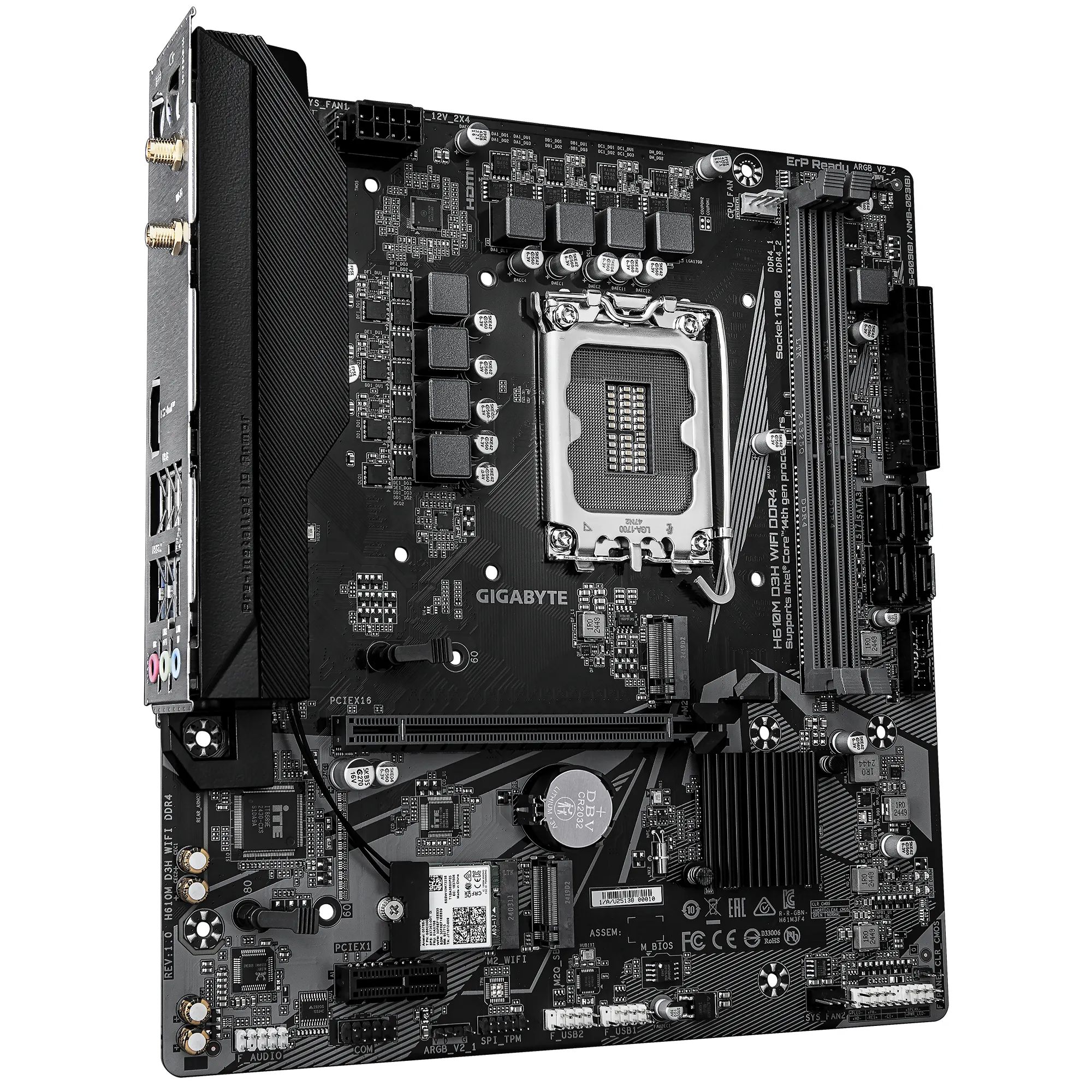 Pllakë Amë Gigabyte H610M D3H / Intel LGA1700 / H610 / DDR4 / Micro-ATX / Wi-Fi 5 / 1GbE LAN - 2