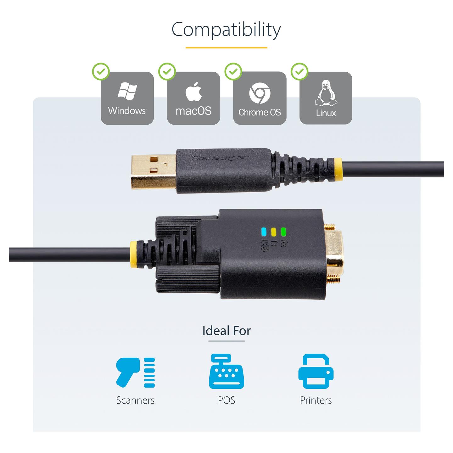 Kabllo USB StarTech.com 1P6FFC-USB-SERIAL / USB-A në DB9 RS-232 / FTDI FT232R / USB 2.0 / 921.6 Kbps / 2 m - Zezë - 13
