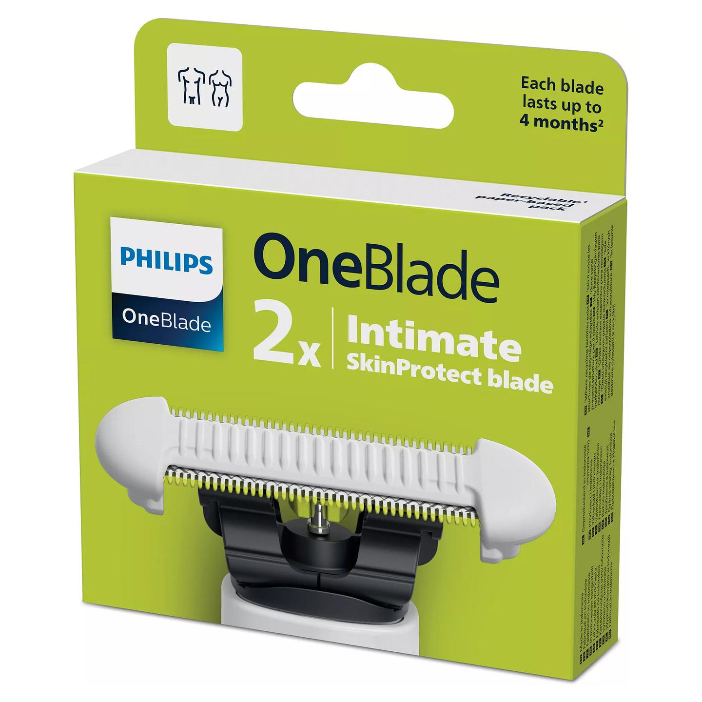 Teh zëvendësues për makinë rroje Philips OneBlade QP229/52 / SkinProtect / 2 Anë Prerëse / Wet & Dry / IPX7 / 2 Copë - Bardhë/Gjelbër - 3