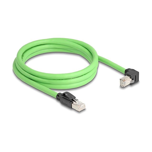 Kabllo për Rrjet DeLOCK 80896, RJ45 në RJ45 të kënduar 90° poshtë, Cat.6A SF/UTP, për zinxhirë energjie, 2 m - Gjelbër - 2