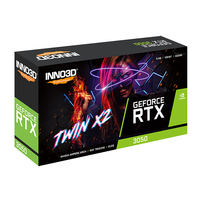 Kartë Grafike NVIDIA Inno3D GeForce RTX 3050 Twin X2 OC / 6GB GDDR6 / PCIe 4.0 / Dual Fan – Zezë - 2