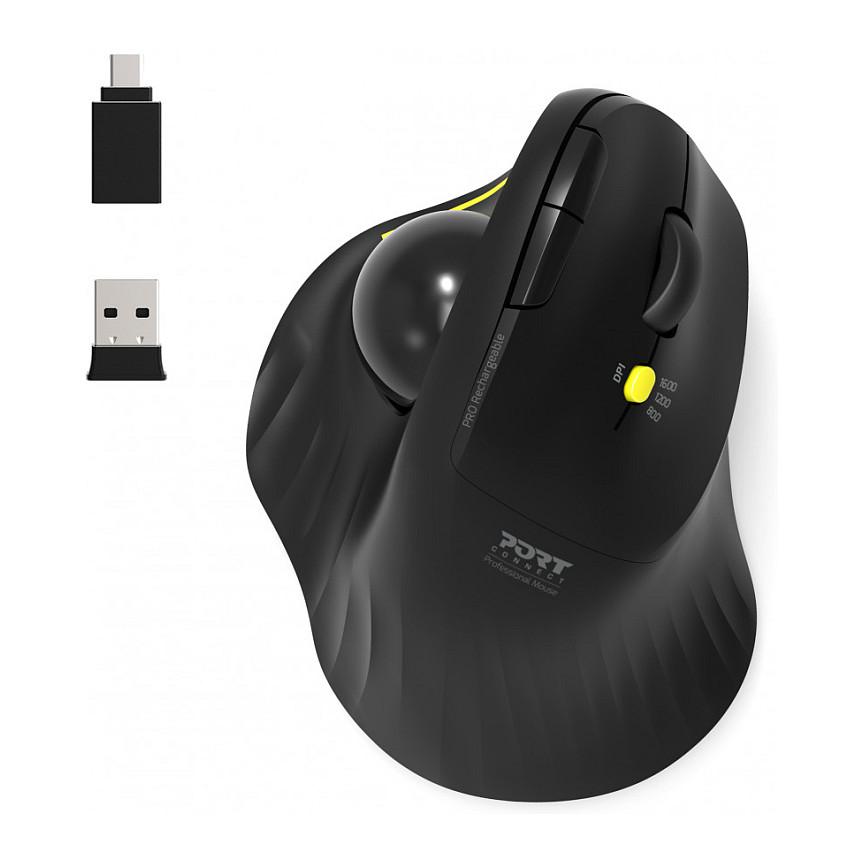 Maus pa Kabllo PORT Connect Professional 900719 / 800-1600 DPI / 5 Butona / Bluetooth 3.0 + 5.0 / Trackball / Ergonomik – Zezë - 2
