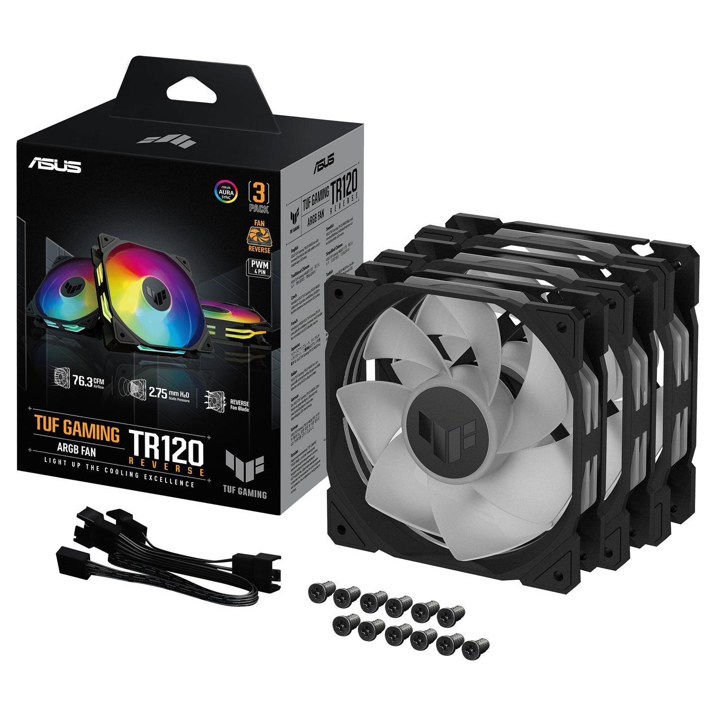 Ftohës për Kasë 120mm ASUS TUF Gaming TR120 ARGB Reverse 3-Pack – Zezë - 9