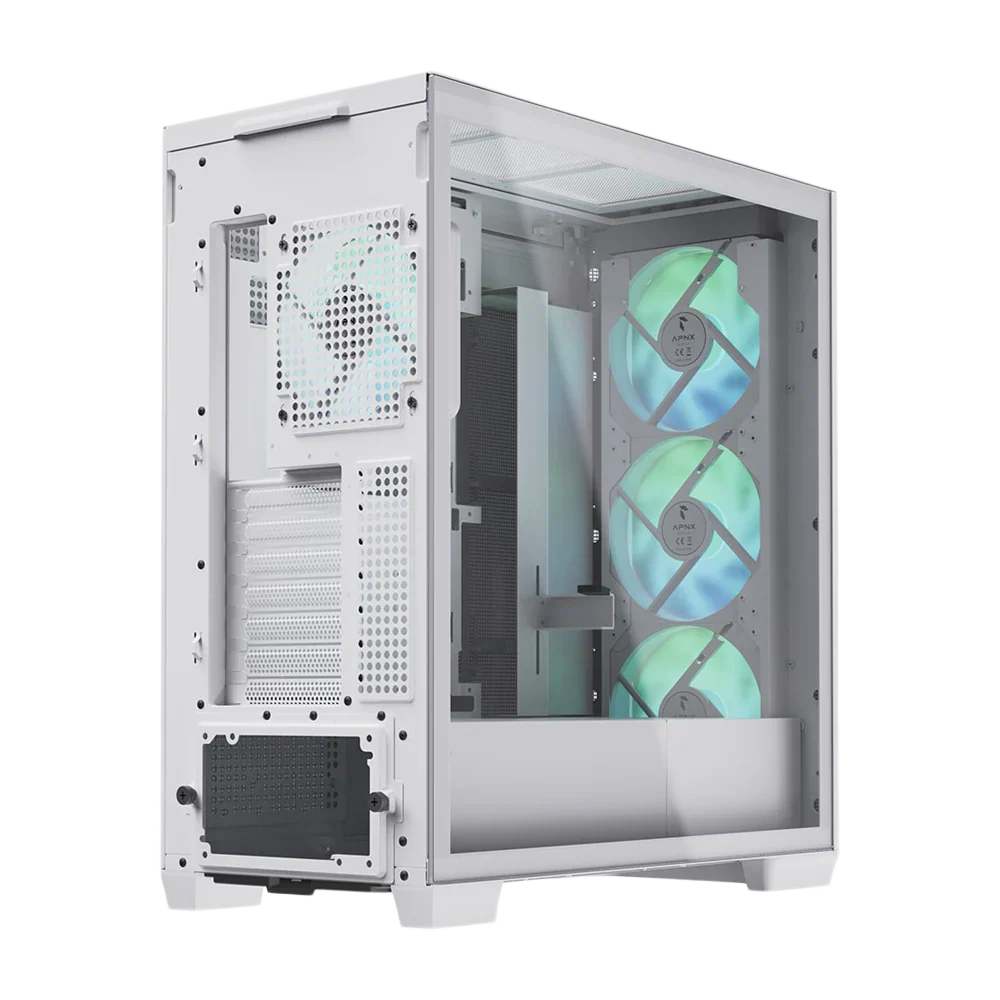 Kasë PC APNX C1 / Midi Tower / ATX / 3x 140mm + 1x 120mm Fan / Tempered Glass - Bardhë - 2