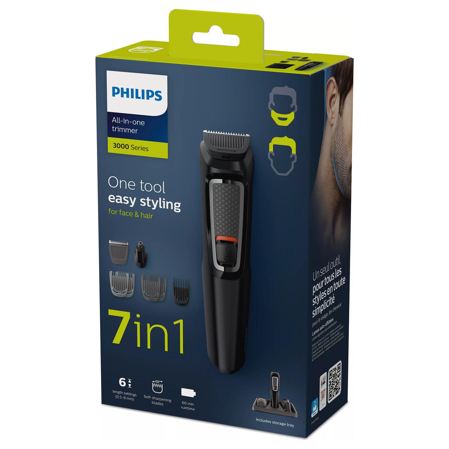 Makinë e Rrojës Philips Multigroom Series 3000 MG3721/14 / 7 në 1 / Për Fytyrë & Flokë – Zezë - 2