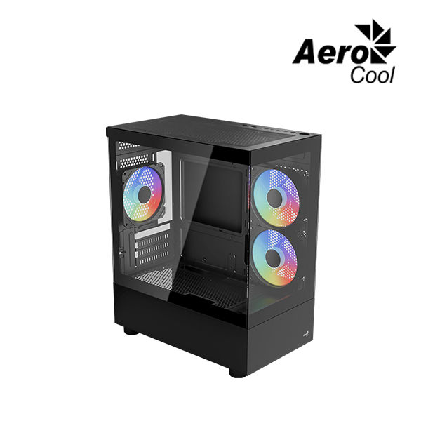Kasë PC Aerocool Viewport Mini / Mini Tower / Micro-ATX + Mini-ITX / 3x 120mm ARGB Fan / 2x Tempered Glass - Zezë