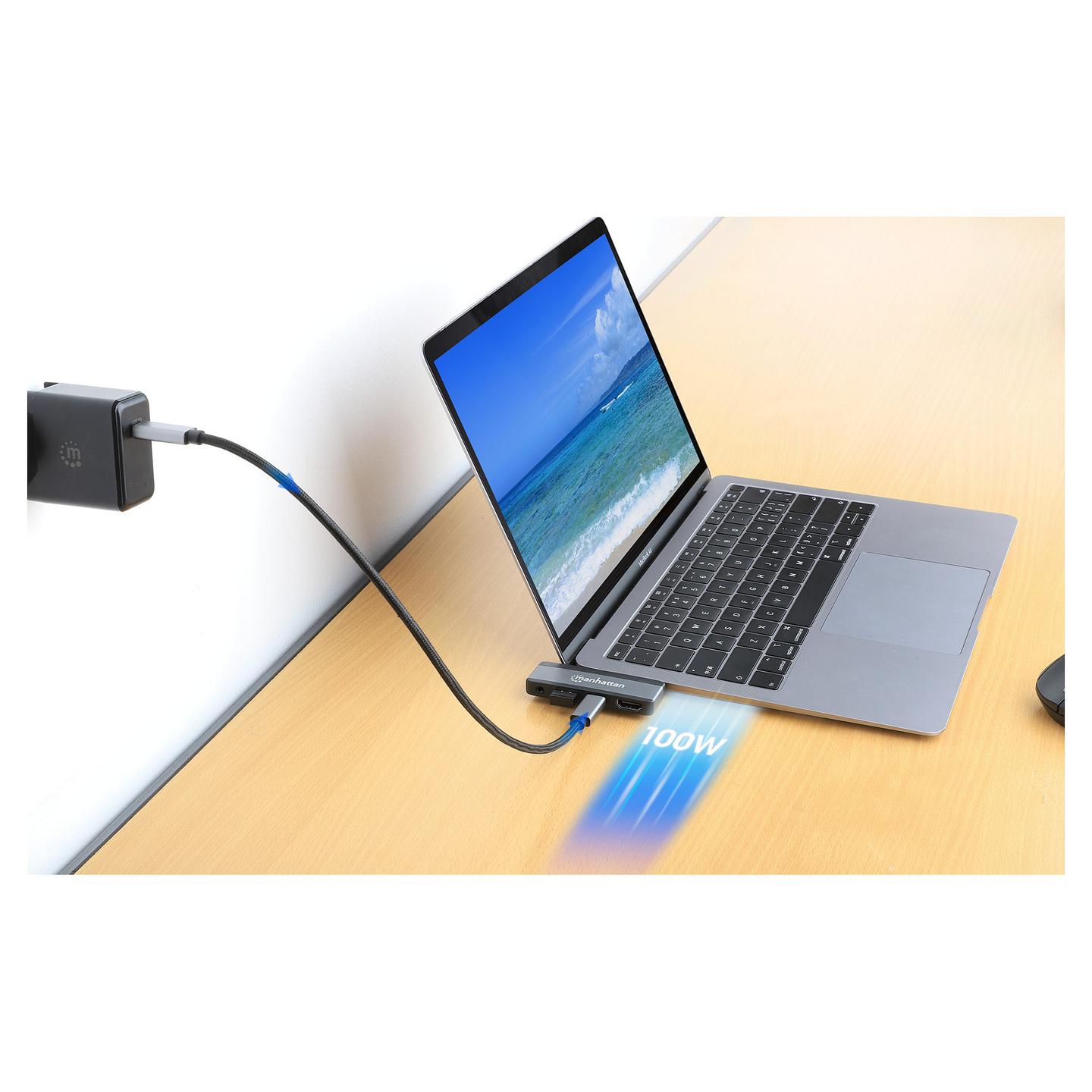 Docking Station Manhattan 190404 / 1x USB-A / 1x USB-C / HDMI / 3.5mm Audio / 100W PD – Hiri - 9