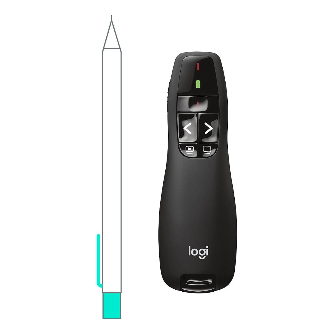 Telekomandë për prezantime Logitech Wireless Presenter R400 / 910-001354 / Laser i Kuq / 2.4GHz Wireless / Bateri AAA – Zezë - 2