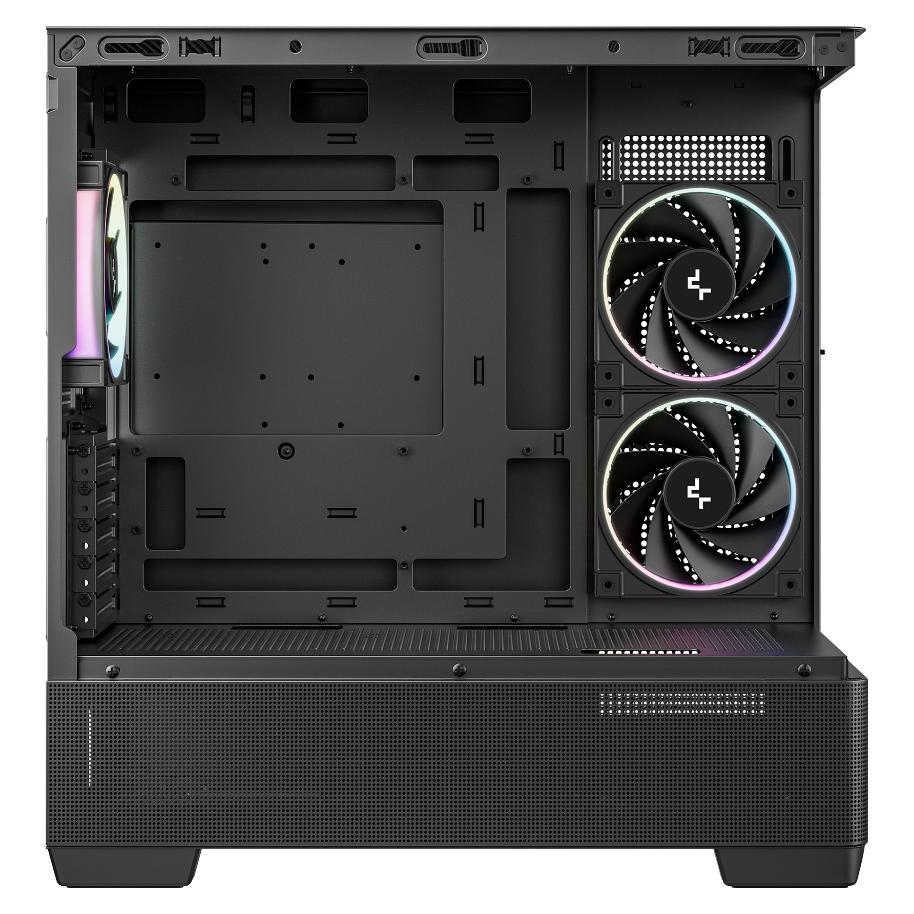 Kasë PC DeepCool CG380U 3F / Mini Tower / Micro-ATX + Mini-ITX / 2x 120mm + 1x 120mm ARGB Fan / Tempered Glass - Zezë - 3