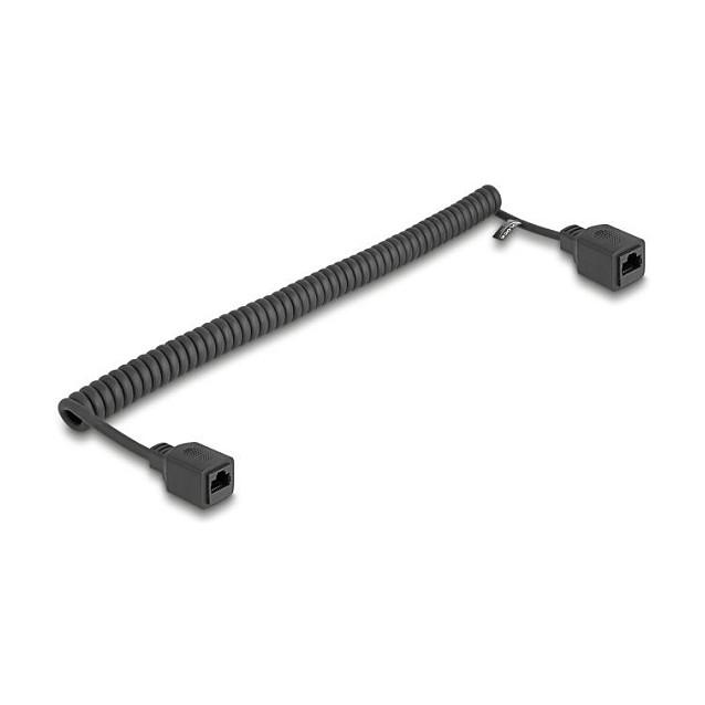 Kabllo rrjeti spirale DeLOCK 90671 për lidhjen e pajisjeve të ndryshme të rrjetit. Ka konektorë RJ45 femër në të dy skajet dhe mbështet standardin Cat.5e UTP. Dizajni spiral mundëson zgjatjen nga rreth 0.8 m deri në 2 m dhe kursen hapësirë gjatë përdorimit dhe ruajtjes. Ka përçues 28 AWG, diametër rreth 5 mm dhe mbështjellës TPU.