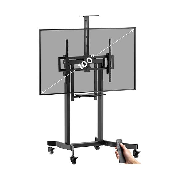 Mbajtëse për TV Equip 650633 , 55–100" , deri 120kg , stativ mobil , me rrota , lartësi e rregullueshme , motorike , VESA 200x200–800x600 - Zezë - 12