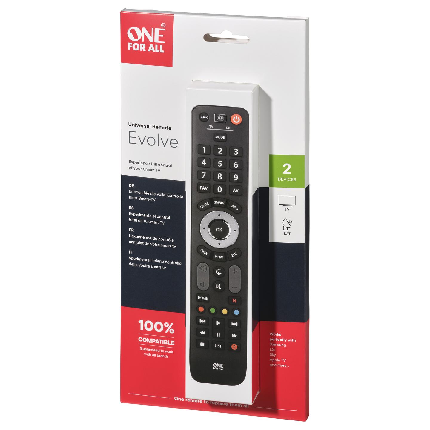 Telekomandë universale One For All Advanced Evolve 2, për TV dhe Set-Top Box, IR - 4