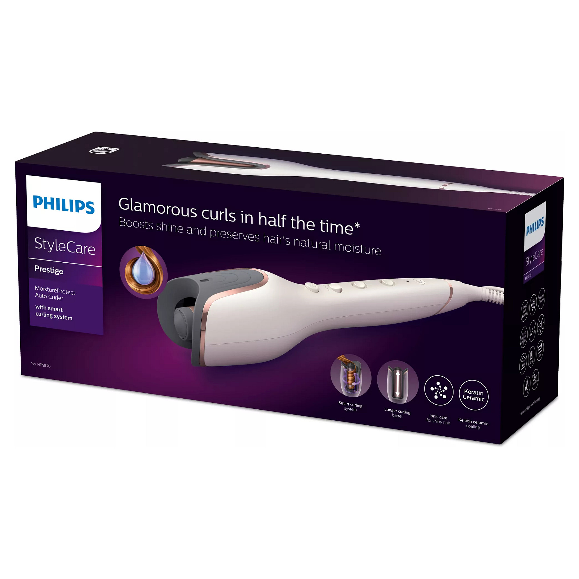 Stiluese për flokë për kaçurrela Philips StyleCare Prestige BHB878/00 / MoistureProtect / Ionic / Keratin-Ceramic / 27 Kombinime – Bardhë - 2