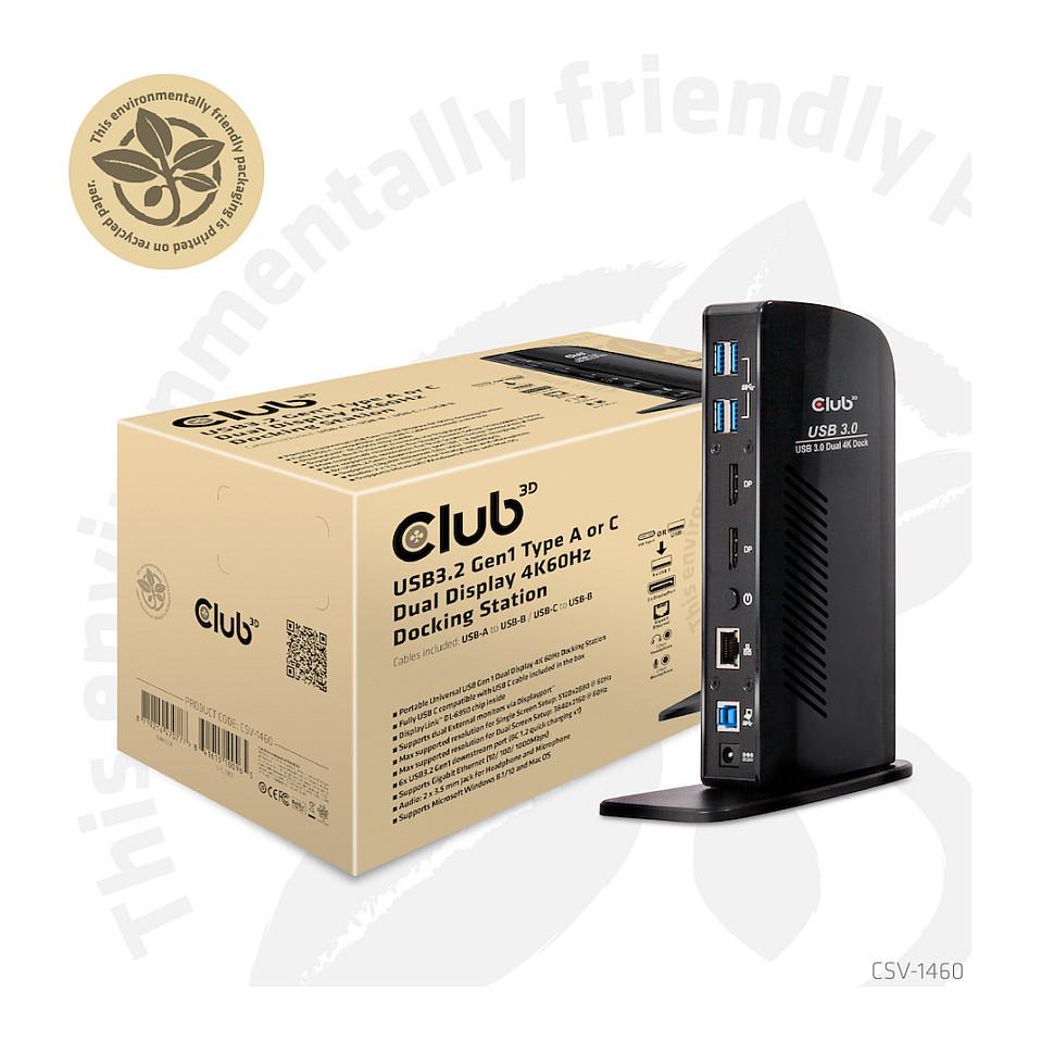 Docking Station Club 3D CSV-1460 / USB 3.2 Gen 1 / 2x DisplayPort / 6x USB-A / Gigabit Ethernet / Audio - Zezë - 2
