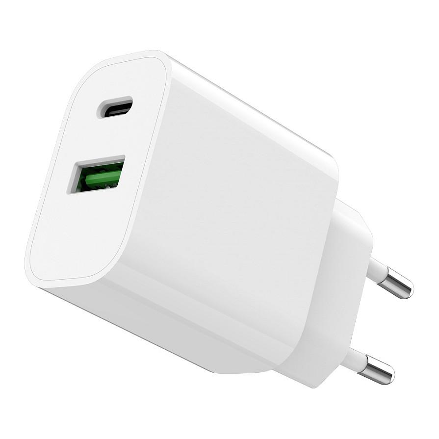 Adapter Gembird TA-UC-PDQC20-01-W / 20W / 1x USB-C PD 20W / 1x USB-A QC 3.0 20W / 2-Port – Bardhë - 2