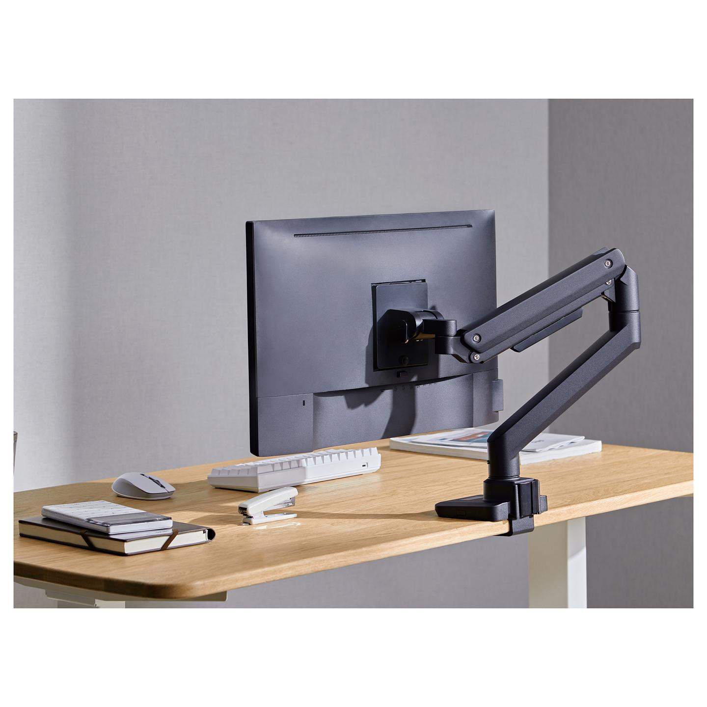 Mbajtëse për Monitor Equip 650180 / 1 Monitor / 17"-49" / 20kg / Gas Spring / Clamp-Grommet / Tilt -20° deri +50° / Swivel ±90° - Zezë - 9