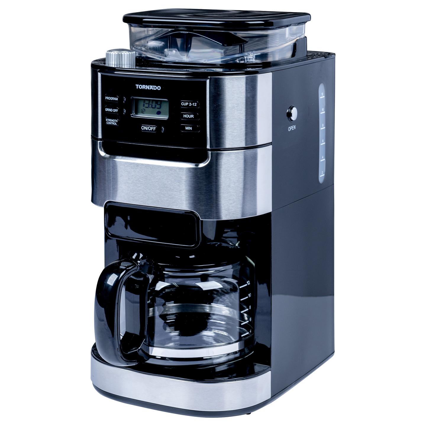 Aparat për Kafe me Filtër TORNADO TCM-1025A-GS, Mulli Konik, 1050 W, Rezervuar 1.5 L, 12 Filxhanë – Zezë/Argjend - 21